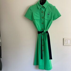 Vintage 60s/70s David Crystal (Lacoste) green polo dress with reversible tie